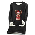 thumbnail image 1 of WEAIXIMIUNG Sweat à Capuche pour Femmes Robe de Noël Dessin Animé Cerf Manches Longues Col Rond Poche Rembourrée Pull Thermique, 1 of 5