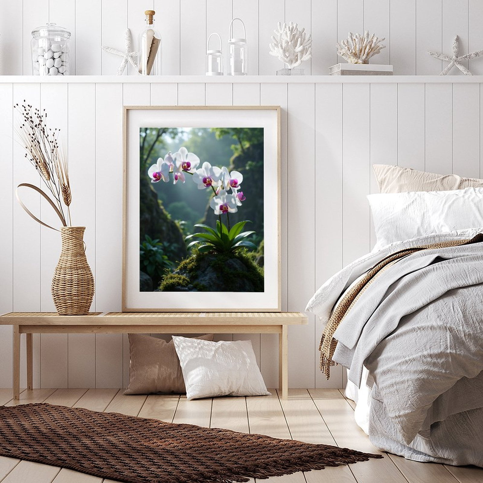 Diamond Art Kit for Adults, Calm Serenity Orchids Mossy Rock Diamond Painting for Adults Beginners, 5D DIY Diamond Art Painting Kits, Colorful Diamond Painting Craft for Home Decor 12x16