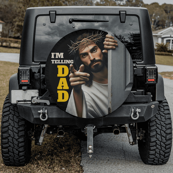 Lotusprinthandmade Funny Jesus Spare Tire Cover Without Backup Camera Hole, Jesus Spare Tire Cover