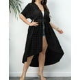 thumbnail image 3 of Plus Size Women Beach Bikini Cover Up Beachwear Black Lace Kimono Cardigan Swimsuit Coverup Cover Ups Alsol Lamesa, 3 of 5