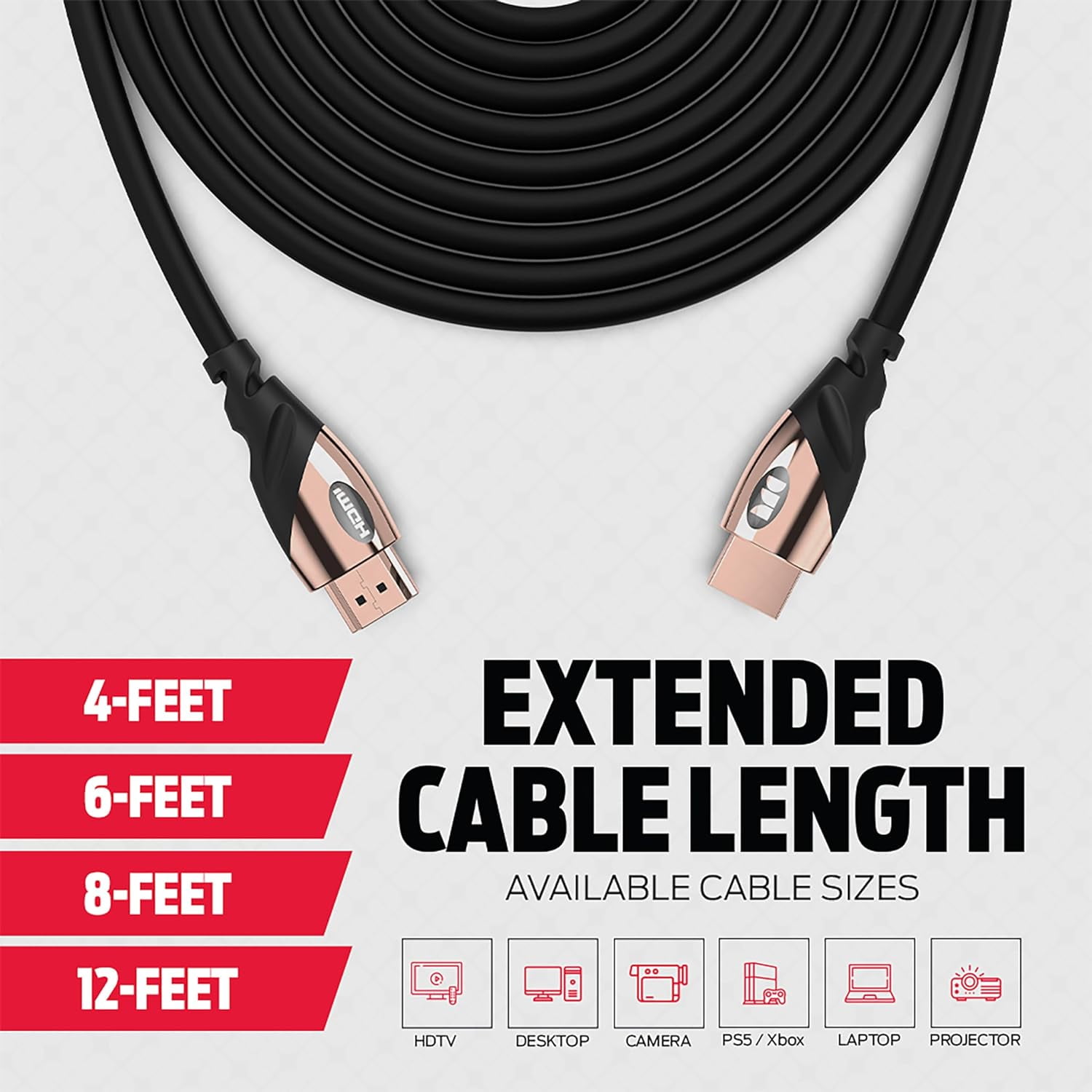 Monster HDMI 4K Ultra High-Speed Cable 8FT, 21Gbps, Optimized for PS5, Xbox, Roku, Apple TV