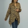 thumbnail image 5 of safuny Women's Long Sleeve Casual Outwear Jackets Ultra-long To Ankles Look Thin And Tall Faux Coat Jacket Lapel Leopard Print Dressy Lounge Trendy Blazer Pullover Coffee XXL, 5 of 7