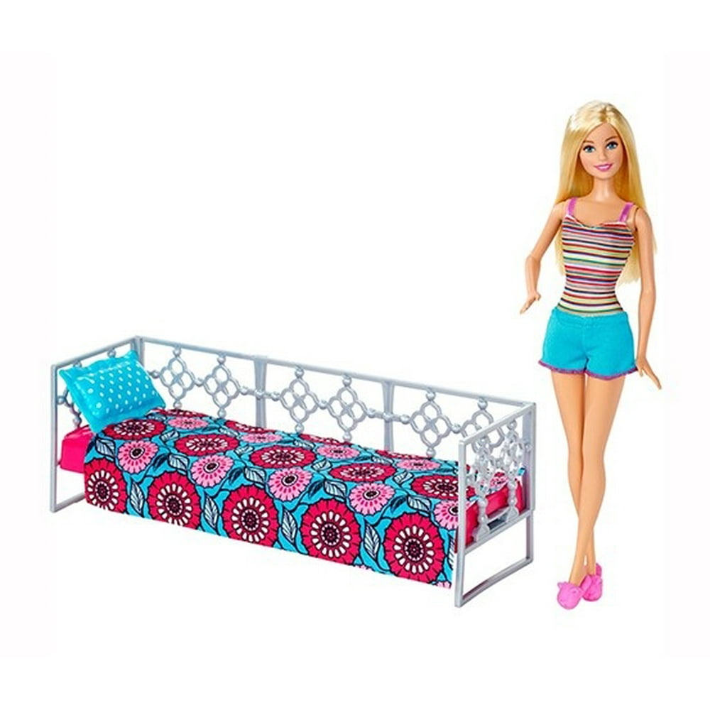 Blond Barbie Doll and Day Bed Furniture Set