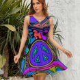 thumbnail image 7 of Peace And Love Flowers And Stars Hippie Design Sleeveless Dress Women Summer Evening Dresses Ladies Sundress, 7 of 7