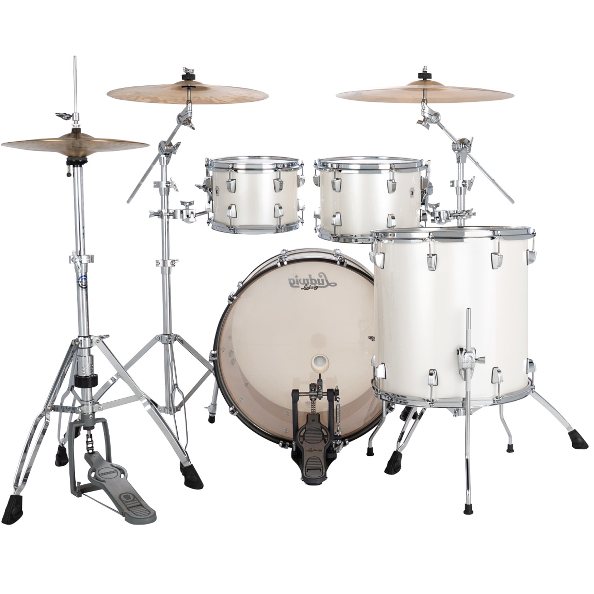 Ludwig NeuSonic 4-Piece Mod 2 Shell Pack With 22" Bass Drum Silver Silk