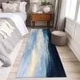thumbnail image 4 of 2'x6' Rug Runners for Hallways Kitchen, Navy Blue Ombre Non Slip Entryway Beside Floor Carpet Runner, Modern Yellow Abstract Art Washable Laundry Room Bedroom Throw Rugs Mat for Family Pet, 4 of 8