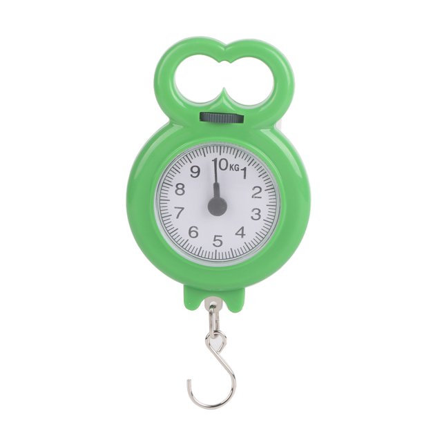 Báscula colgante con gancho puntero de 10kg, minibáscula de resorte portátil para pesaje de compras de pesca, color verde