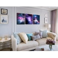 thumbnail image 3 of Blue Galaxy Canvas Wall Art/Outspace Theme Wall Decor/Purple Framed Nebula pictures print poster/ 3 Pieces 12x16 Inches Sky Universe Canvas Painting/Wall Decoration For Living Room Kitchen Bedroom, 3 of 6