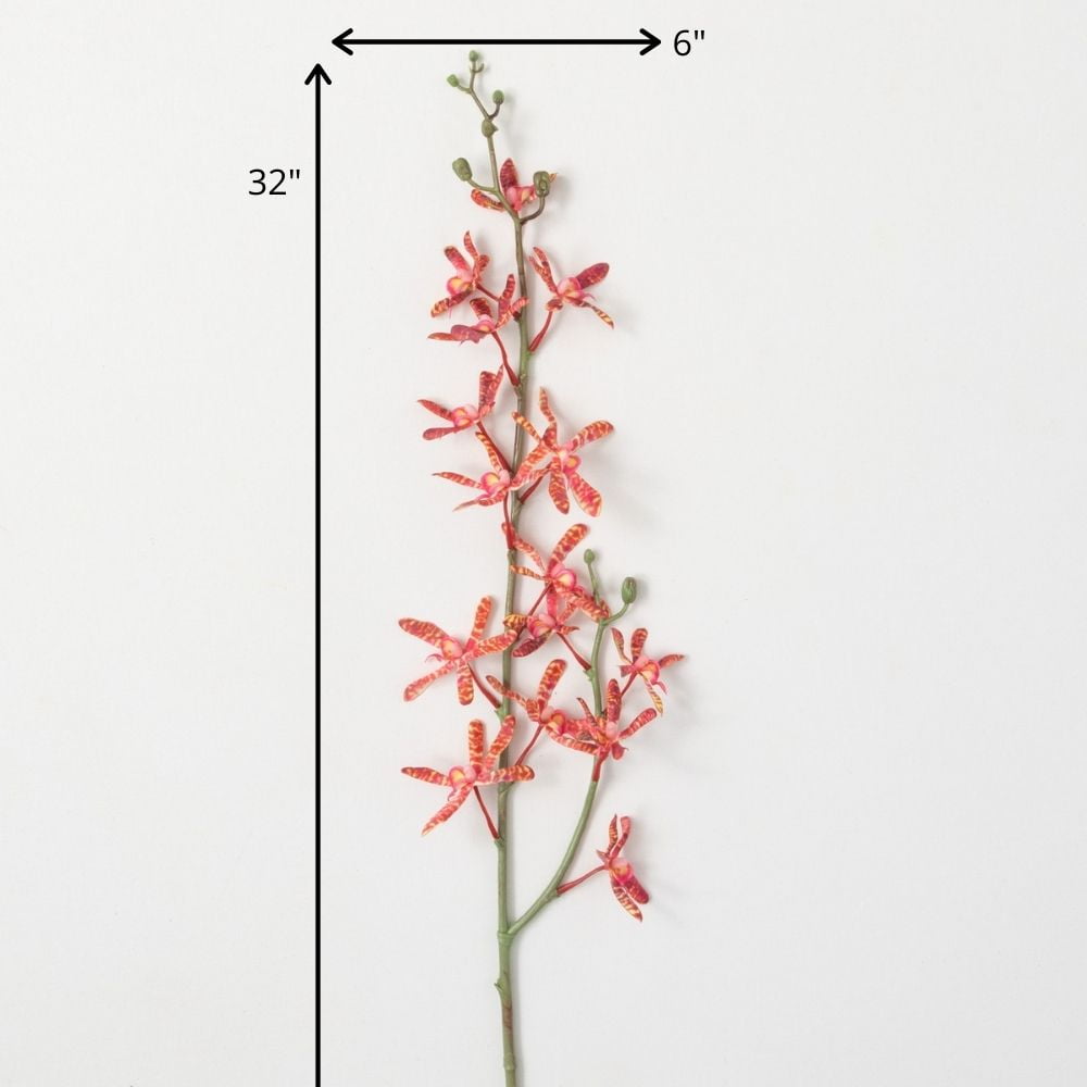 Sullivans Artificial Coral Spider Orchid Stem 32"H Orange