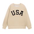 thumbnail image 7 of Tao Tao Toddler Kids Boys Girls Loose Graphic Letter Print Sweatshirts Crewneck Fleece Pullover Tops Fall Winter Fashion Clothes Beige 3 Years, 7 of 7