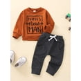 thumbnail image 2 of Bagilaanoe 2Pcs Newborn Baby Boy Long Pants Set Letter Print Long Sleeve Sweatshirt Pullover Tops+ Trousers 3M 6M 12M 18M 24M 3T Fall Casual Sweatsuit, 2 of 9