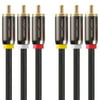 FosPower [10 FT] 3RCA Male to 3RCA Male RWY Plugs, Composite Video & Stereo Audio Connectors Cable for DVD Players, VCR, Camcorder, Projector, Game Console and More - (Red, White, Yellow)