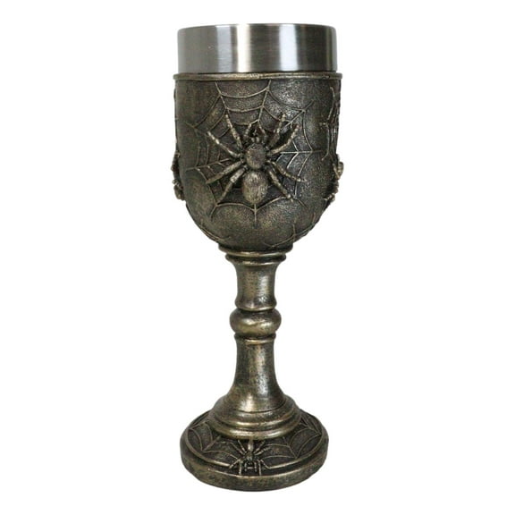 Halloween Spooky Creepy Crawler Arachnid Spider On Web Wine Goblet Chalice