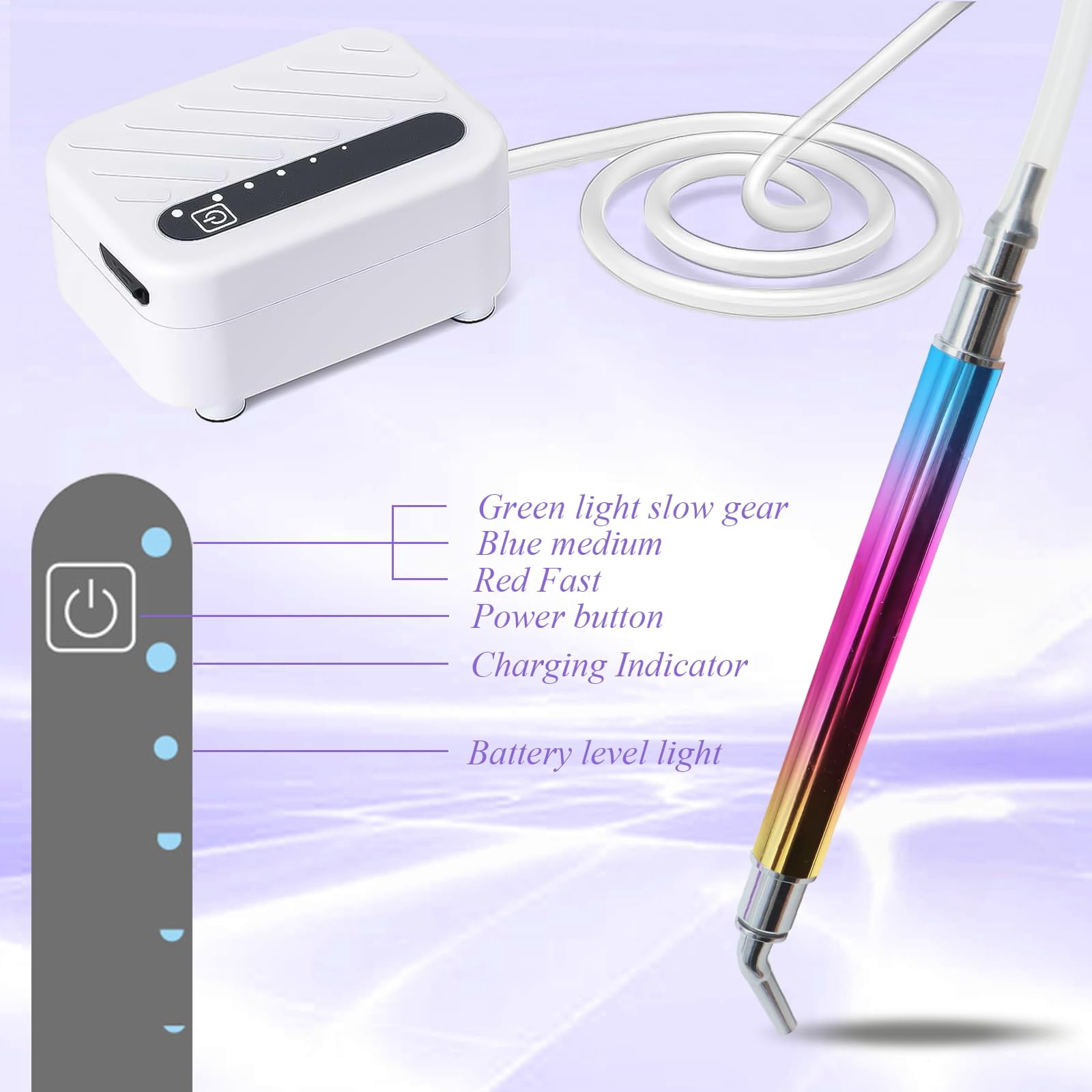 2 Pcs Diamond Painting Pens with Wax, Refillable Wax Pen, Rotating Glue Point Drill Pen for Nail Art Rhinestones, Diamond Art Accessories and Tools, Quickly Pick Up Beads Gems(Gradient Color)
