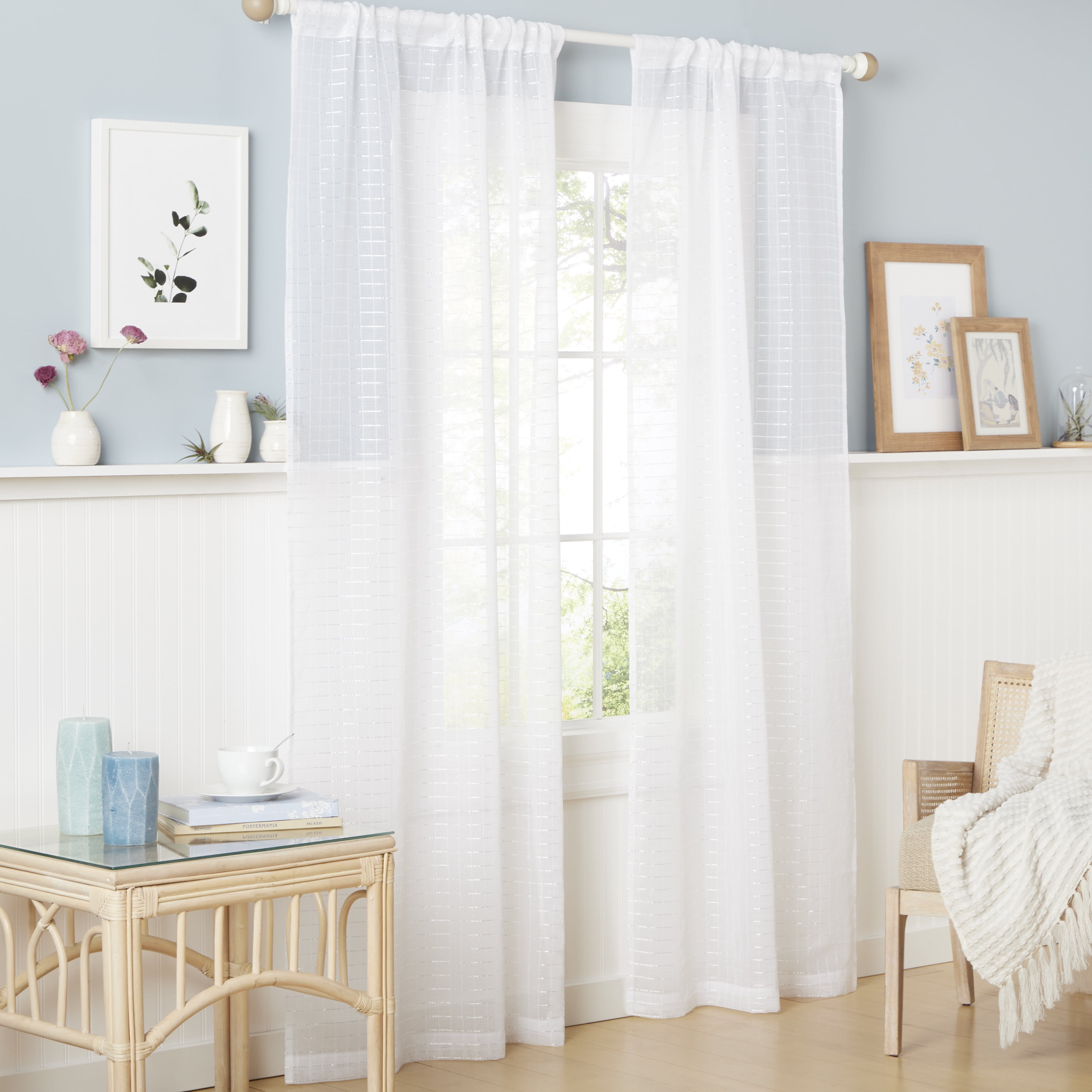 Estate View™ Cambridge Semi-Sheer Rod Pocket Curtain Panel Pair, 38"x84", White