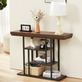 thumbnail image 4 of 42" Industrial Console Table, Narrow 4-Tier Wood Entryway Table for Living Room, Accent Tables Living Room, Hallway Table, Sofa Table for Front Door, Hallway, Foyer, Rustic Grey, 4 of 9