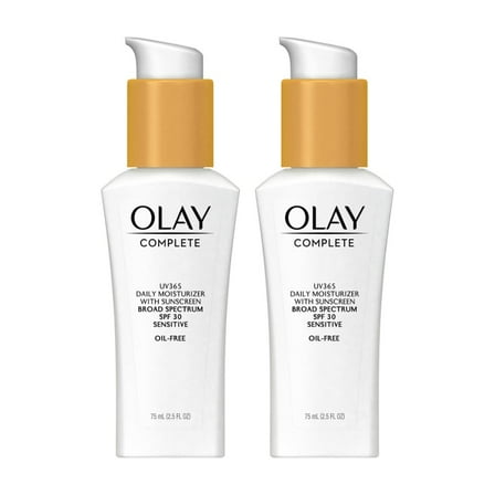 Olay Face Moisturizer Complete Daily Defense All Day Moisturizer With Sunscreen, Spf30 Sensitive Skin, 2.5 Fl Oz (Pack Of 2)
