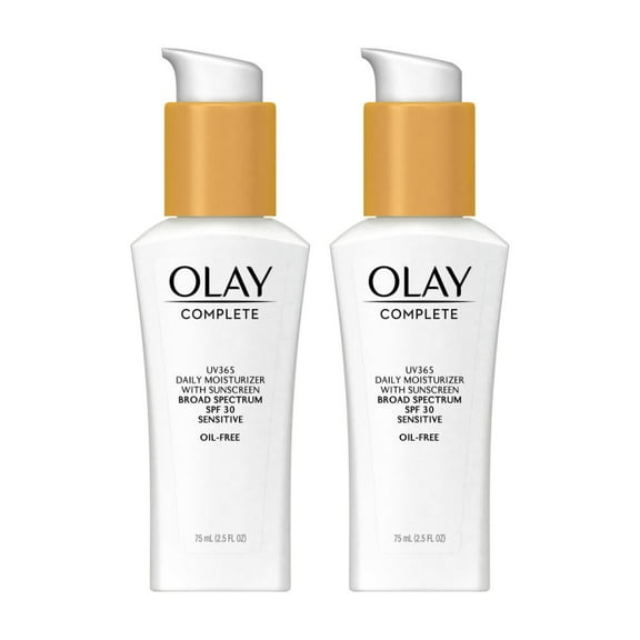 Olay Face Moisturizer Complete Daily Defense All Day Moisturizer With Sunscreen, Spf30 Sensitive Skin, 2.5 Fl Oz (Pack Of 2)