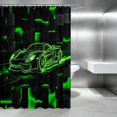 thumbnail image 2 of Erosebridal Sports Car Shower Curtain 72Wx72L, Neon Green Bathroom Curtain, Green Neon Outline, 2 of 5