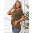 thumbnail image 2 of DARING DIVA Women's Maternity Stretchy Knit Short Sleeve Sweater 2XL Brown, 2 of 8