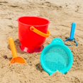 thumbnail image 3 of Hape: Beach Basics - 4pc Playset Includes Bucket Sifter, Rake & Shovel Toys, Water-Bath-Garden-Snow-Sand, Colorful Set, Kids & Toddler Ages 18mo+, 3 of 7