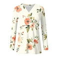 thumbnail image 5 of Women's Long Sleeve Shirts Fashion Floral Print Dressy Blouses Casual V-Neck Shirt Pullover Loose Work Tops Spring Summer Outdoor,Beach,Vacation Top Style03 S, 5 of 5