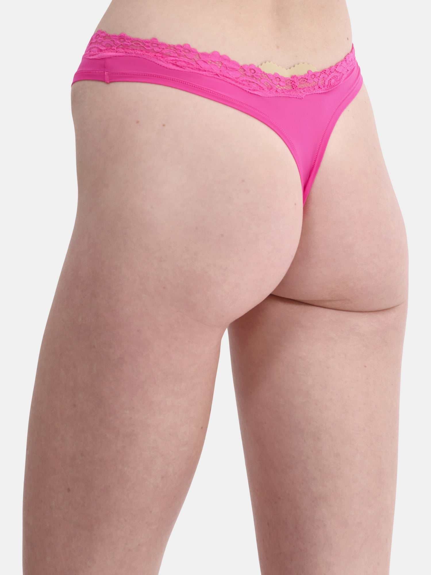 No Boundaries Women's Body Base Low Rise Thong with Lace Panty, Sizes XS to XXXL