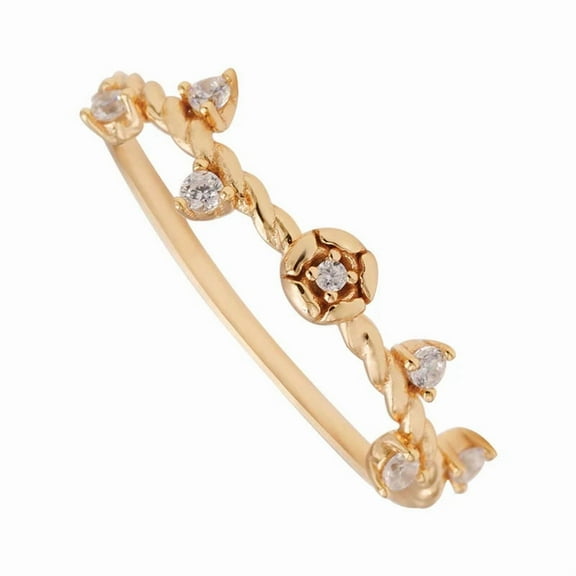 Rose Flower Wedding Band, Delicate Diamond Stacking Matching Minimalist Band, Rose Gold Floral Promise Ring, Women Anniversary Gifts