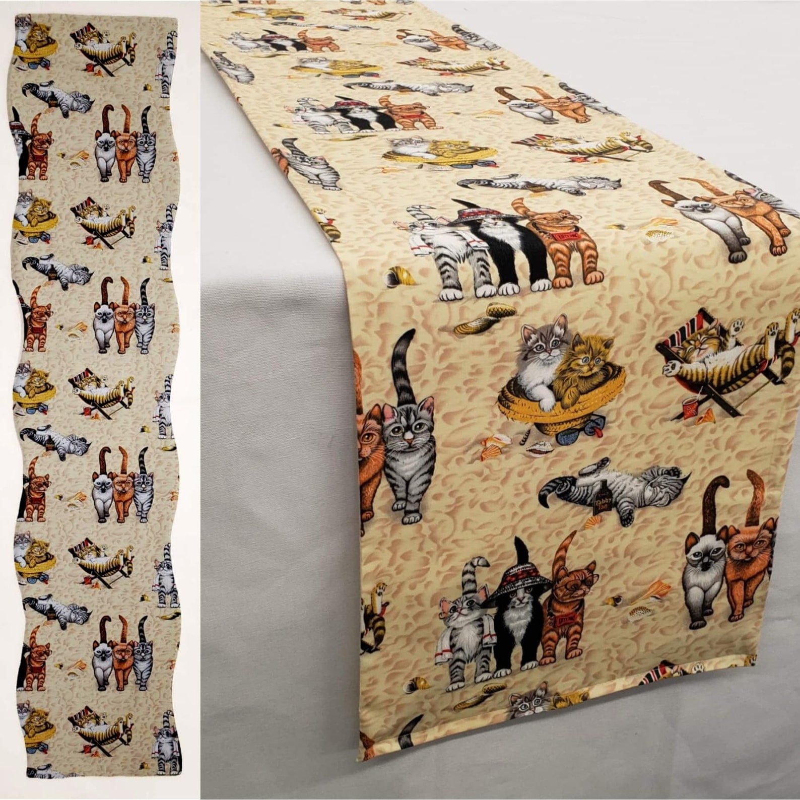 Beach Cats Table Runner by Penny's Needful Things (5 Feet Long