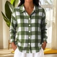 thumbnail image 6 of Iyufng Womens Collared Plaid Button Down Shirts Casual Long Sleeve Blouse, 6 of 7