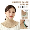 thumbnail image 3 of DAGESVGI Warm Knitted Fake Collar for Women Turtleneck Ribbed Knitted False Collar Ruffles Detachable High Collar Scarf Wrap, 3 of 9