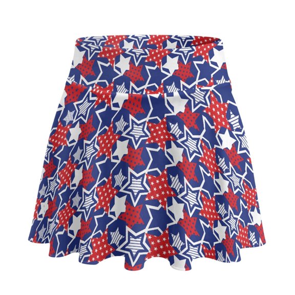 HELLHERO Polyester Spandex Golf Skorts for Yoga Daily Wear Tennis, Built-in Shorts 2 Side Pockets Athletic Skort, Nautical Star Field