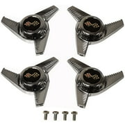 Viking Horns Spin-1 Fluted chrome Plated Spinners set (4 piece) with stick-on emblems