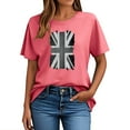 thumbnail image 3 of Sakmal Womens T Shirts Graphic Crew Neck Short Sleeve Union Jack Tops Casual T-Shirts Tops for Women Trendy, 3 of 4