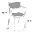 thumbnail image 5 of Luxury Commercial Living 33" White Stackable Solid Patio Dining Arm Chair, 5 of 8