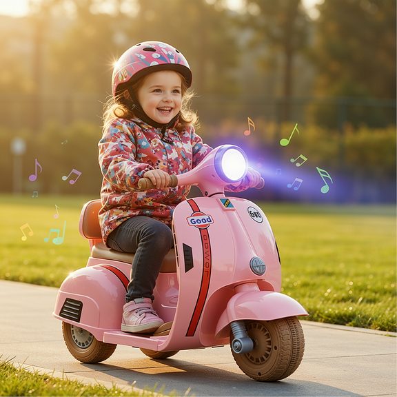 LAZY BUDDY Kids Ride On Motorcycle, 6V Battery Powered Electric Motorcycle with Light, Forward & Backward, Gift Toy for Toddlers 2 