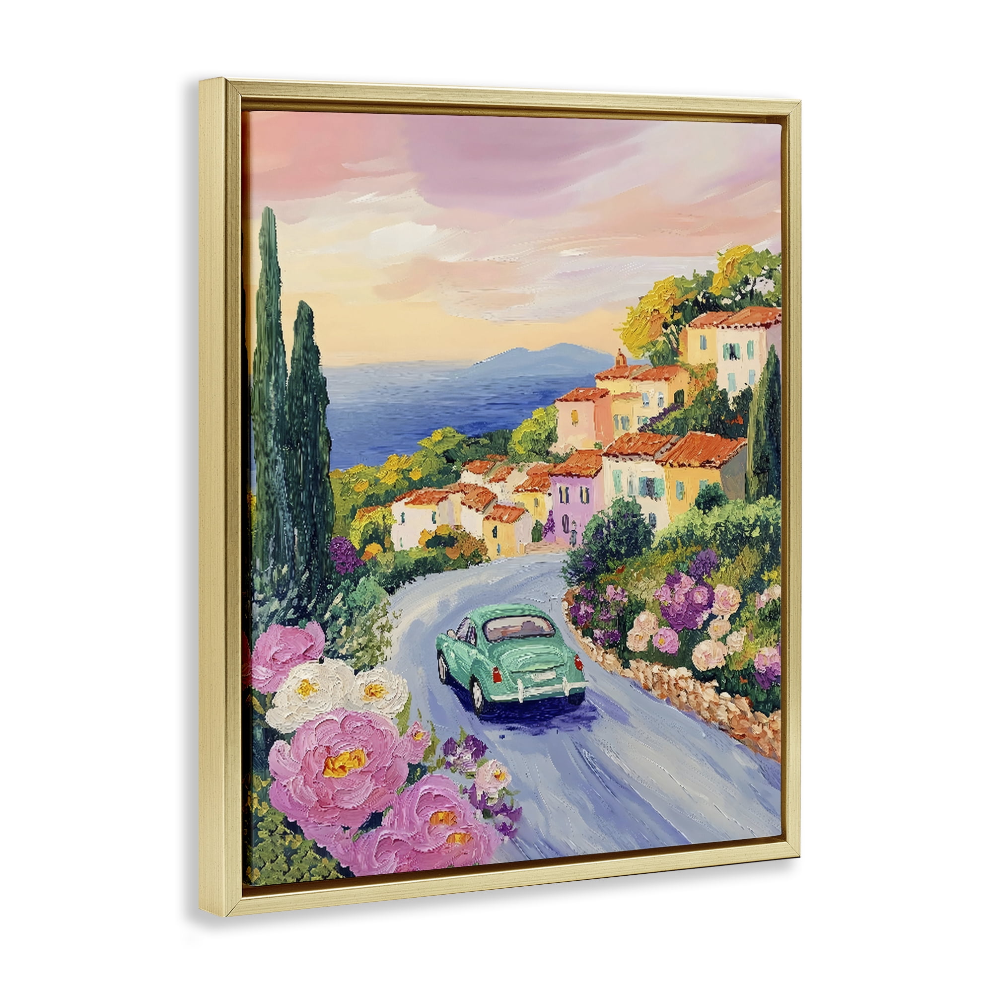 Stupell Industries Driving Along The Coast Gold Framed Floater Canvas Wall Art, design by The Prints Vibe