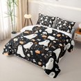 thumbnail image 3 of Homewish Halloween Floral Ghost Twin Quilt Set,Wild Autumn Flower Pattern Twin Coverlet Set,Black Cream Orange,2pcs, 3 of 7