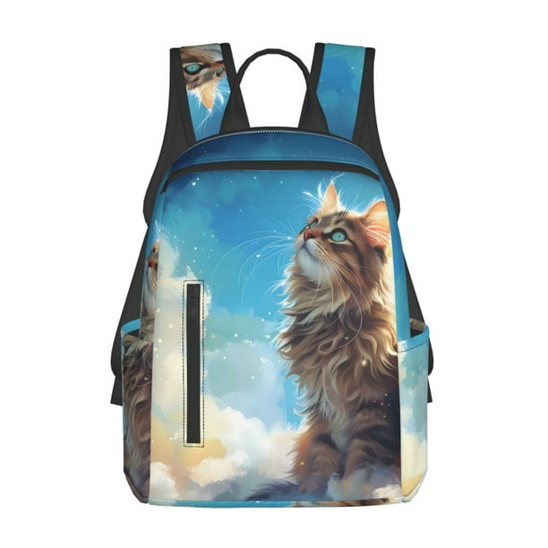 Disketp Blue Sky Winged Cat Mochila Ligera e Impermeable, Mochila de Día Resistente para Viajes, Senderismo y Uso Diario para Hombre y Mujer