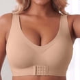 thumbnail image 4 of Hduncf Womens Wireless Sleep Bra Seamless Full Coverage, Side and Back Smoothing Bralette, Wide Strap Light Support Lounge T-Shirt Bras Beige L, 4 of 9