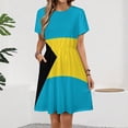 thumbnail image 2 of Bahamas Flag Dress Fashion Beach Short Sleeve Dresses Female Party Printed Sundress, 2 of 7