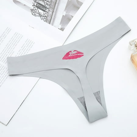 

Pxiakgy intimates for women Fashion Delicate Women Underwear Panties Lip Printing Thong Underpant Grey + M