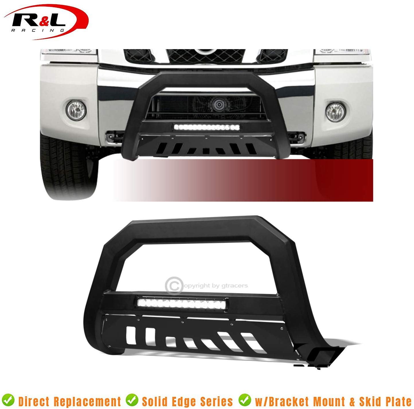 R&L Racing Matte Black LED Light Bull Bar AVT Aluminum Guard 20042015