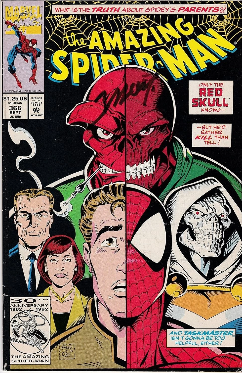 Amazing Spider-Man #366 Signed by Mark Bagley VERY FINE