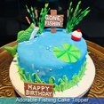 thumbnail image 5 of Fishing Cake Topper Fishing Cake Decoraions, Fishing Brithday Party Decorations Gone Fishing Cake with Bass Reed Happy Birthday Sign, Fish Birthday Party Decorations, 5 of 6