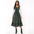 thumbnail image 4 of Anmrize Women Renaissance Peasant Dress, Long Sleeve Medieval Costume, Halloween Party Cosplay Dress, Renaissance Costume Women Peasant Medieval Dress Short Sleeve Maxi Fairy Dresses, Green L, 4 of 5