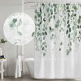 thumbnail image 4 of Eucalyptus Leaf Sage Green Shower Curtain Set - Extra Long 72" x 96" Washable Bathtub Curtain with 12 Hooks, Spring Weeping Leaves Botanical Waterproof Fabric Shower Curtains for Bathroom/Bathtub, 4 of 6