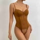 thumbnail image 2 of Body de encaje para mujer, lencería con correas ajustables, erógeno, sin espalda, encaje transparente, costura de malla, lencería de una pieza, café L, 2 of 8