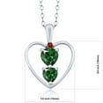 thumbnail image 2 of Gem Stone King 925 Sterling Silver Green Nano Emerald and Red Garnet Pendant Necklace for Women (0.91 Cttw, Gemstone May Birthstone, Heart 5MM and 4MM, with 18 inch Silver Chain), 2 of 3
