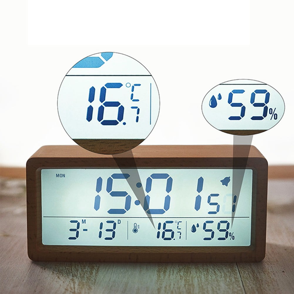 KDJ Wooden Digital Battery Operated Alarm Clocks for Bedrooms, Beside, Table, Desk - for Home Decor